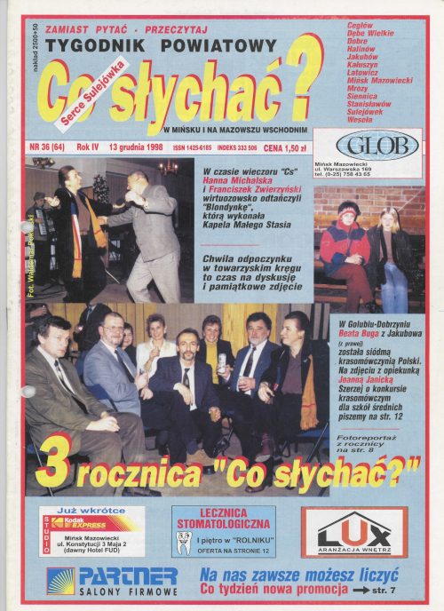 Okładka gazety Co słychać? - nr 36 (64) 1998
